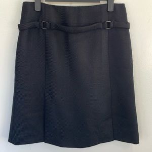 Akris Punta black wool flutter work career office church conservative skirt 4